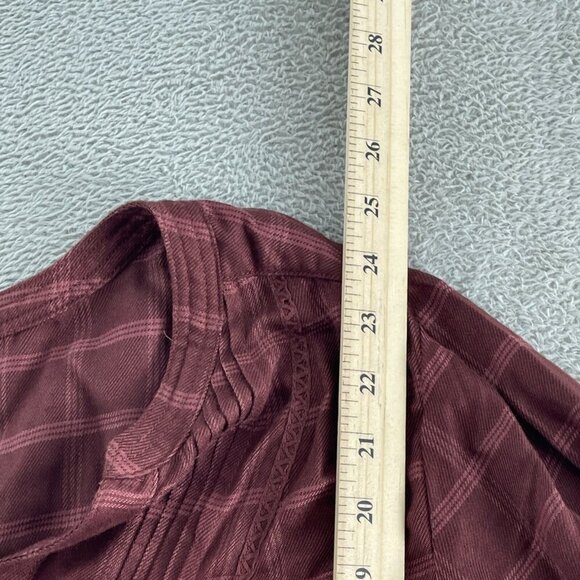 Wrangler Womens Burgundy Plaid 3/4 Sleeve Top L Viscose NWT 3299 - Picture 7 of 9